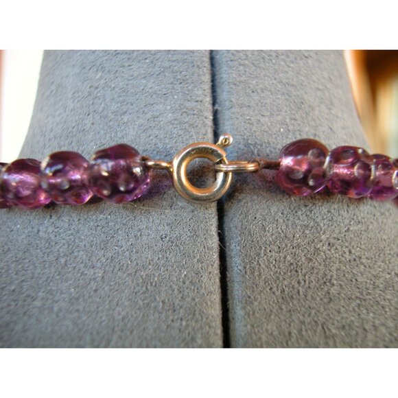 Vintage Amethyst Glass Bead Necklace 24" - Picture 3 of 3